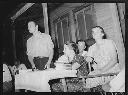 Russell Lee, Workers' Alliance Organizer Speaking at Meeting. Muskogee, Oklahoma. July 1939