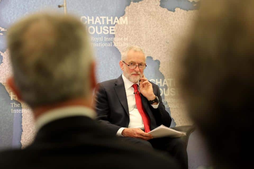 | Jeremy Corbyn leader of the Labour Party prepares to give a speech on his partys foreign and defence policy at the Chatham House think tank during the 2017 UK general election campaign | MR Online