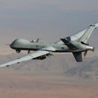 The MQ-9 Reaper, a combat drone, in flight