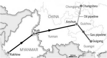 | Route of the Yunnan pipelines | MR Online