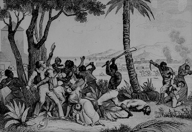 | Depiction of the violent uprising of Black people during the Haitian Revolution in response to slavery and colonialism Incendie de la Plaine du Cap Wikimedia Commons | MR Online