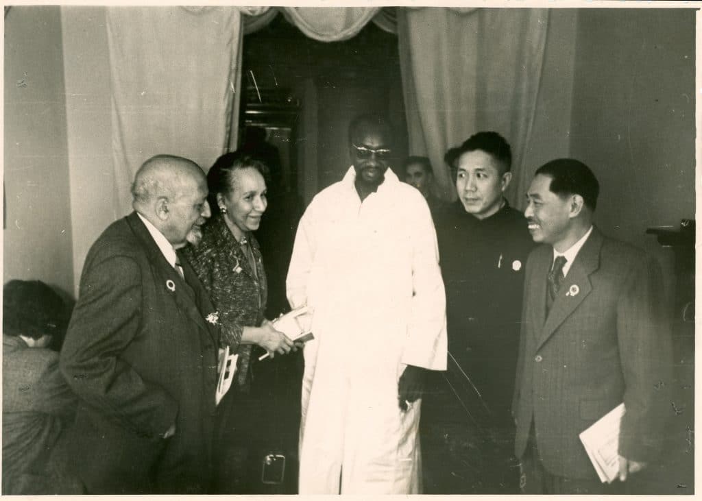| W E B DuBois Shirley Graham DuBois Majhemout Diop Zhou Yang and Mao Dun at the Afro Asian Writers Conference in Tashkent October 1958 W E B Du Bois Papers MS 312 Special Collections and University Archives University of Massachusetts Amherst Libraries | MR Online