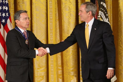 | Uribe received the presidential medal of freedom from George W Bush | MR Online