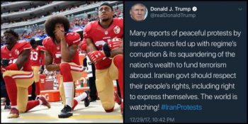 | A Twitter user illustrated the irony of Trump calling for respect for the peoples right to express themselvesin Iran | MR Online