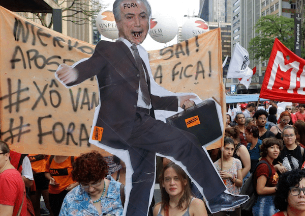 | FACT NOT FAKE Demonstrators protest against pension reforms proposed by the government and holding an cutout of President Michel Temer 10 days ago | MR Online