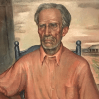 "Tenant Farmer," 1935, by Marie Atkinson Hull (1890-1980), at New Orleans' wonderful Ogden Museum of Southern Art. It is important in going forward to recognize that our political roots in part involve inadequate confrontation of agrarian injustice, which still goes on today.