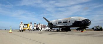 | One of the US Air Forces robotic X 37B space planes is seen on the runway after landing itself following a classified mission US Air Force Photo | MR Online