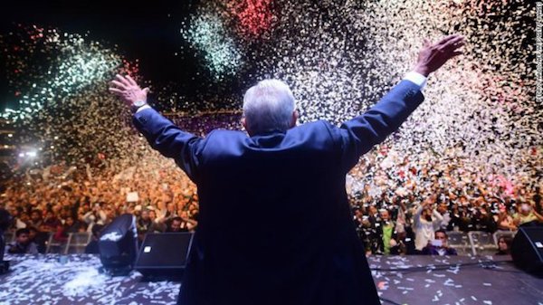 | AMLO celebrates the electoral triumph before thousands gathered in the central square of Mexico City last Sunday Image From CNN | MR Online