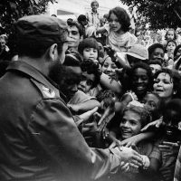 Fidel Castro greets a crowd during voting in the 1976 constitutional referendum. Photo- Liborio Noval