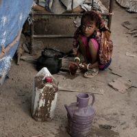 | In this Feb 15 2018 photo Awsaf a thin 5 year old who is getting no more than 800 calories a day from bread and tea half the normal amount for a girl her age drinks tea in Abyan Yemen Nariman El Mofty | AP | MR Online