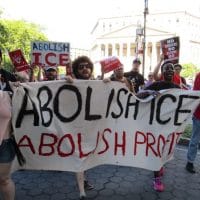 DSA members protest in New York, June 2018 (Photo: Marty Goodman)