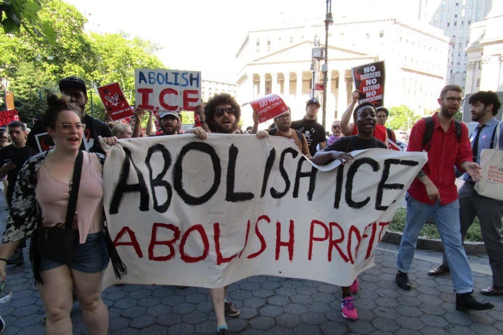 | DSA members protest in New York June 2018 Photo Marty Goodman | MR Online