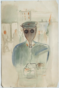 | Soviet artist Alexander Labas Wearing a Gas Mask 1931 | MR Online