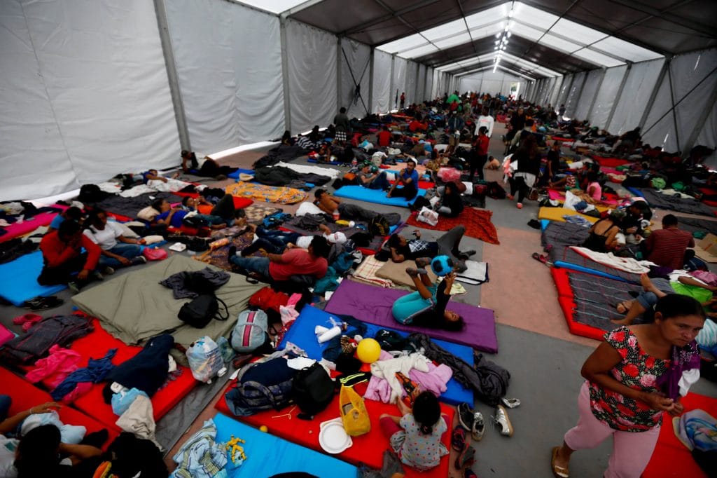 | Central American migrants settle at the Jesus Martinez stadium in Mexico City Nov 5 2018 Marco Ugarte | AP | MR Online