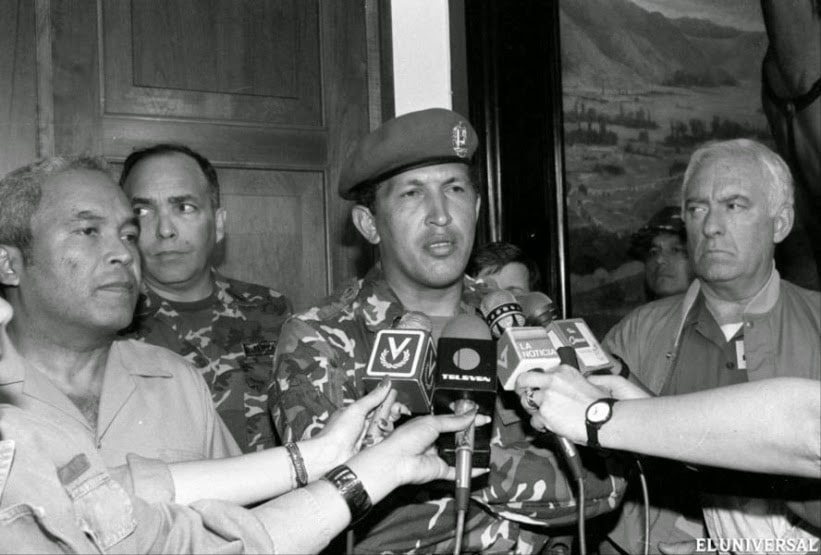 | Hugo Chavez on February 4 1992 in his famous Por ahora For now speech after the failed military insurrection which secured his place in the popular imagination Archive | MR Online