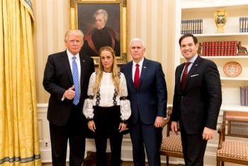 | Donald Trump Mike Pence and Sen Marco Rubio meet with the wife of US backed Venezuelan opposition leader Leopoldo Lopez White House Photo | MR Online