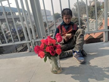 | A child who sells flowers near Kaushambhi metro station | MR Online