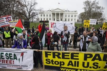 | Protesters gather in support of Palestine outside the White House during the annual American Israel Public Affairs Committee AIPAC conference in Washington US on March 26 2017 Samuel Corum Anadolu Agency | MR Online