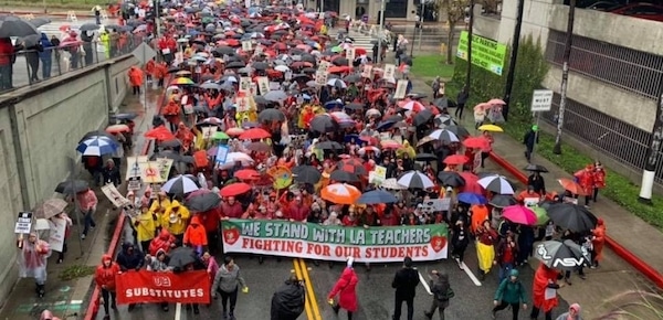 | Los Angeles teachers began a long anticipated strike in the nations second largest school district Theyre fighting for smaller classes more nurses librarians and counselors and to defend the civic institution of public education from privatization Photo Chris Brooks | MR Online