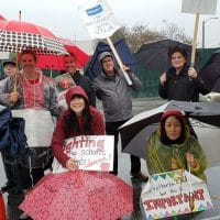Writers Guild West members join striking teachers inLos Angeles