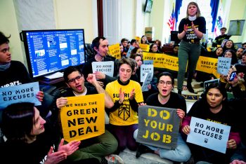 | Activists occupy the office of Nancy Pelo as they try to pressure Democratic support for a sweeping agenda to fight climate change on Capitol Hill Dec 10 2018 J Scott Applewhite | AP | MR Online