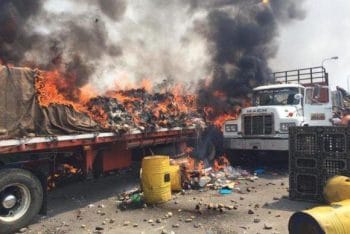 | Supplies burned by opposition supporters | MR Online