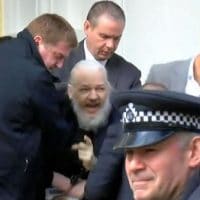Julian Assange Outside the Gate of Hell
