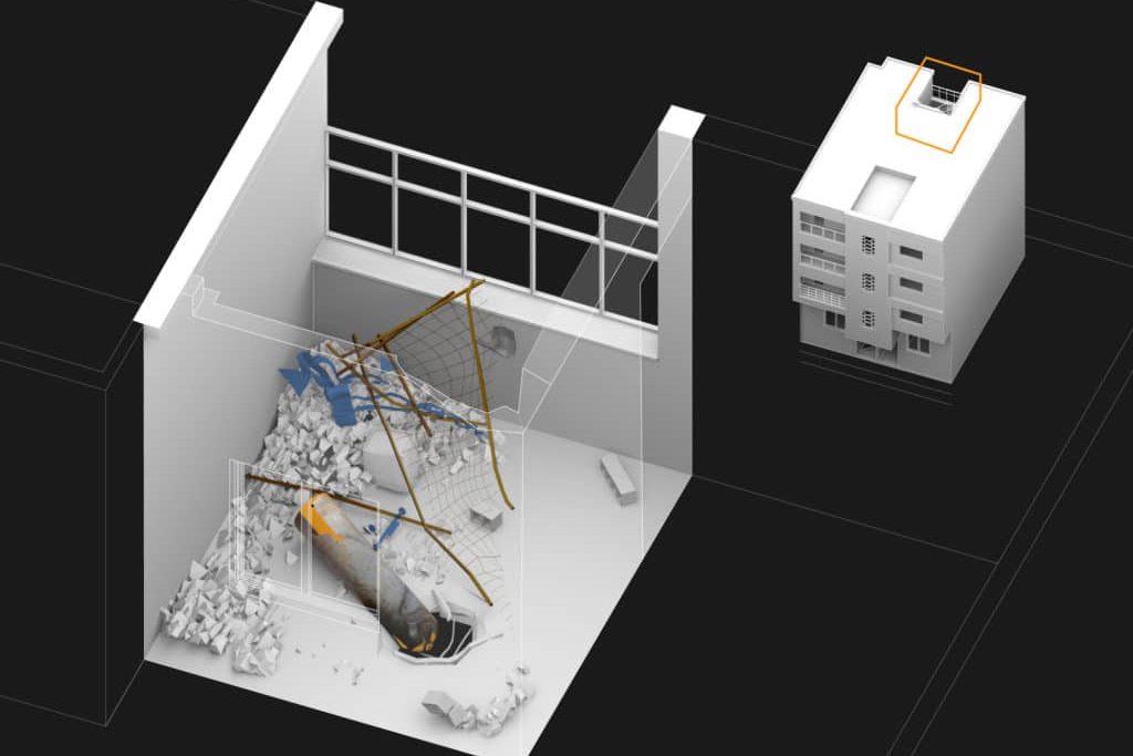 | Douma balcony canister in Forensic Architecture | MR Online's augmented reality