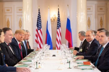 | Trump and Putin at a working lunch July 16 2018 White House Shealah Craighead | MR Online