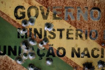 | A sign marking territory administered by FUNAI the Brazilian federal Indian agency was shot through as a signal that the government cant keep loggers off the land | MR Online