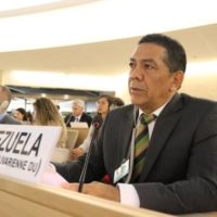 William Castillo, the vice-minister of international communication, participated in the session of the human rights commission in order to defend the truth about Venezuela. Photo: Foreign Ministry of Venezuela twitter