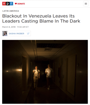 | An NPR report 3819 concludes with Sen Marco Rubio mocking the idea that the US could be behind electrical grid failures in Venezuelathough the US openly boasts of conducting cyber warfare against electrical systems in official enemy nations New York Times 61519 | MR Online