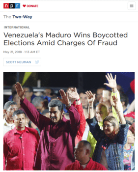 | NPRs headlined claim of fraud 52118 rests heavily on the unsubstantiated assertions of many independent observers The 6 million votes received by President Nicolás Maduro are in line with the support found for the government in independent polling | MR Online