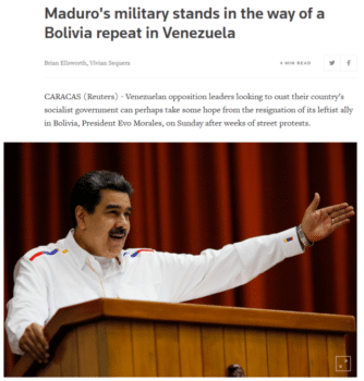 | For Reuters 111119 the failure of Maduros military to launch a coup stands in the way of regime change in Venezuela | MR Online