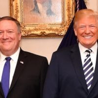 U.S. Secretary of State Mike Pompeo poses for a photo with President Donald J. Trump