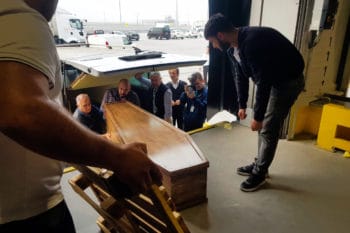 | Airport workers upload the coffin of former British army officer James Le Mesurier onto a cargo plane prior to his repatriation at Istanbul Airport Wednesday Nov 13 2019 Turkey | MR Online's state-run Anadolu news agency says the body of Le Mesurier who co-found the White Helmets volunteer group in Syria, has been transferred to Istanbul's main airport to be flown to London, following an autopsy. (IHA via AP)