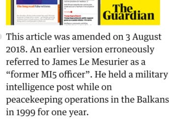| The amendment by the Guardian walking back a claim that Le Mesurier worked for British intelligence | MR Online