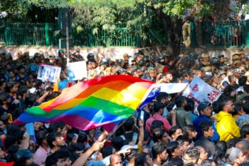 | Students carry an LGBTQ+ flag at a Fees Must Fall march to the Indian parliament in Delhi | MR Online