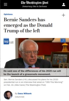 | Dana Milbank Washington Post 4219 wrote that support for Sanders shows that the angry unbending politics of Trumpism are bigger than Trump | MR Online