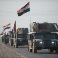 An Iraqi Counter Terrorism Service convoy moves towards Mosul, Iraq, Feb. 23, 2017. The breadth and diversity of partners supporting the Coalition demonstrate the global and unified nature of the endeavor to defeat ISIS in Iraq and Syria. Combined Joint Task Force – Operation Inherent Resolve is the global Coalition to defeat ISIS in Iraq and Syria. (U.S. Army photo by Staff Sgt. Alex Manne)