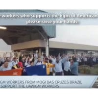 GM workers in Brazil in support of the strike