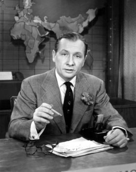 | Journalist John Cameron Swayze on the set of the Camel News Caravan a network news program aired by NBC from 1949 to 1956 Credit NBC Television | MR Online