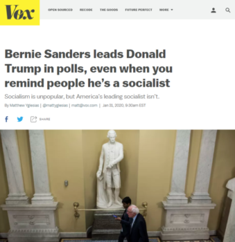 | Bernie Sanders continues to beat Donald Trump in polls even when you remind people that hes a socialist who supports a government takeover of healthcare and open borders Vox 13120 | MR Online