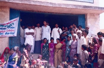| Dr Geyanand and Dr Prasoona at the Gruel distribution centre which was opened by Jana Vignana Vedika the Peoples Science Movement in the Anantapur District after the region was affected by a severe drought in 2002 J V V Anantapur | MR Online