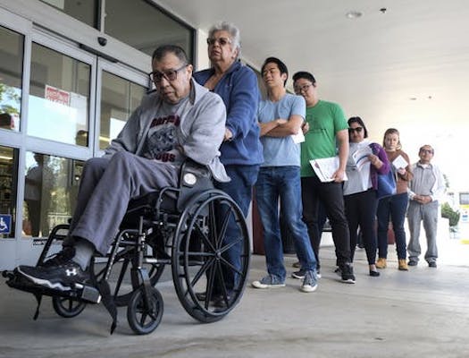| Californians wait in line to vote on Super Tuesday March 3 2020 AP PhotoRingo HW Chiu | MR Online