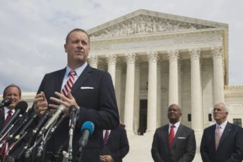 | Missouri Attorney General Eric Schmitt speaks in front of the United States Supreme Court in Washington in September Photo AP | MR Online