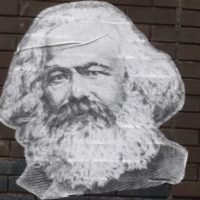 Karl Marx sticker on wall
