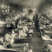 Soldiers from Fort Riley, Kansas, ill with Spanish flu at a hospital ward at Camp Funston Soldiers from Fort Riley, Kansas, ill with Spanish flu at a hospital ward at Camp Funston.