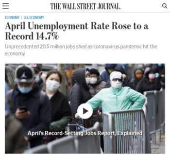 | The Wall Street Journal 5820 headlined the 147 figure but noted that if sent home workers had been appropriately counted as being temporarily laid off the unemployment rate would have been almost 5 percentage points higher | MR Online