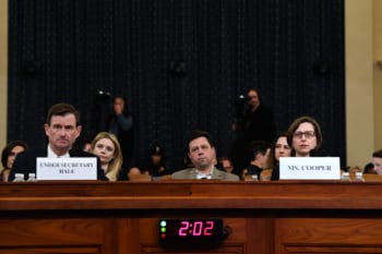 | Cooper right testifies a House Intelligence Committee on Capitol Hill Nov 20 2019 during a hearing on Trumps alleged ties to Ukraine Susan Walsh | AP | MR Online
